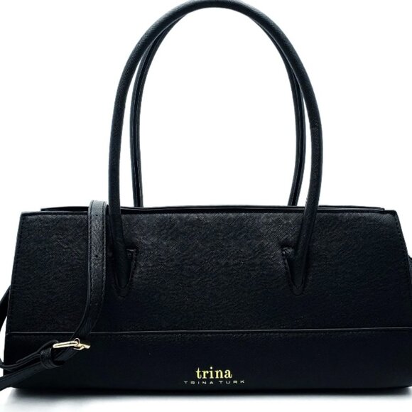 Trina Turk Black Satchel With Crossbody Strap NWT - Picture 1 of 3